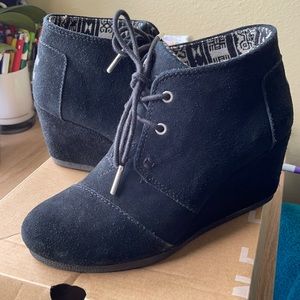 Black Suede Desert Wedge TOMs